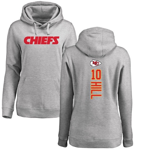 Women Football Kansas City Chiefs #10 Hill Tyreek Ash Backer Pullover Hoodie
